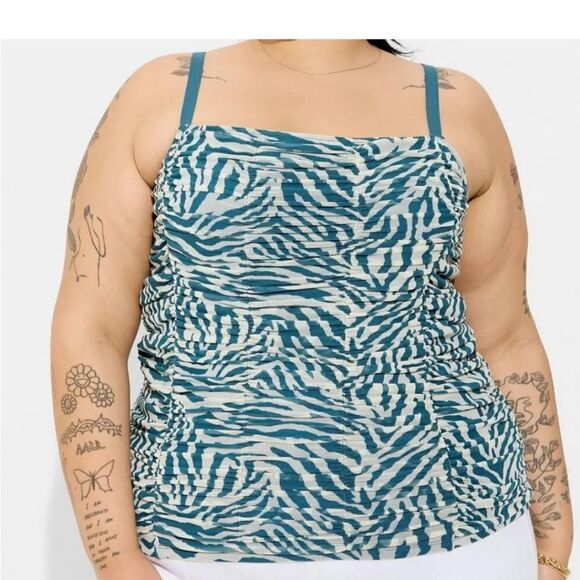 Torrid Stretch Mesh Cropped Shirred Cami - Picture 2 of 4